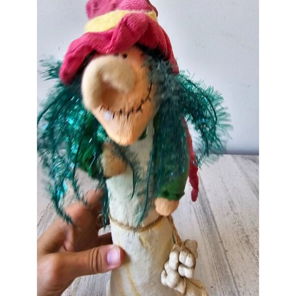 Vintage paper mache witch bone‎ statue figurine shabby chic hat - Picture 5 of 9